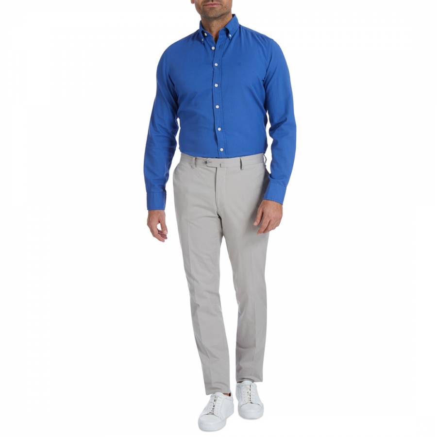 Sea Blue Delave Oxford Slim Cotton Shirt - BrandAlley