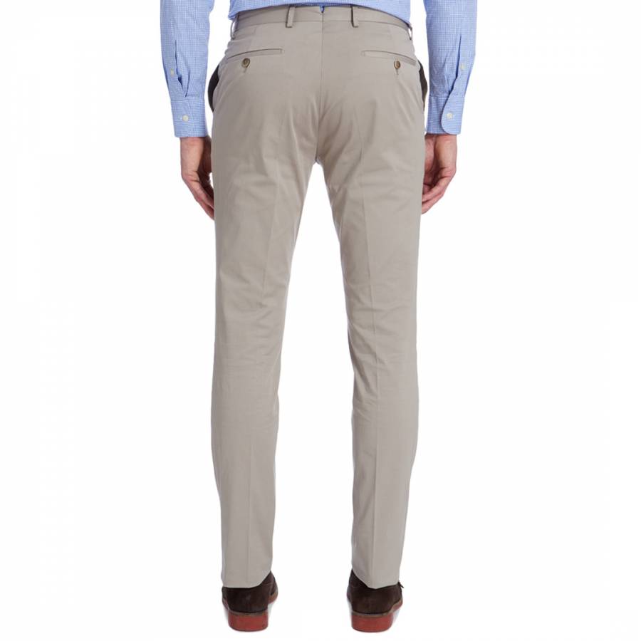 Beige Formal Cotton Stretch Trousers - BrandAlley
