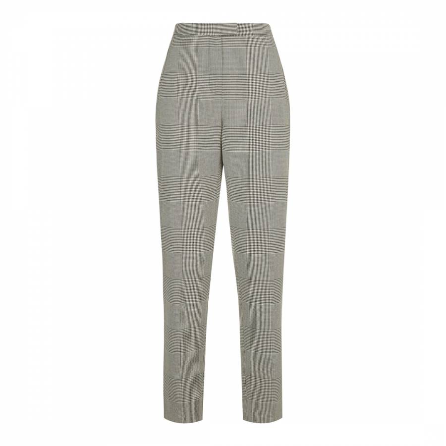 Grey Prince of Wales Check Wool Blend Trousers - BrandAlley
