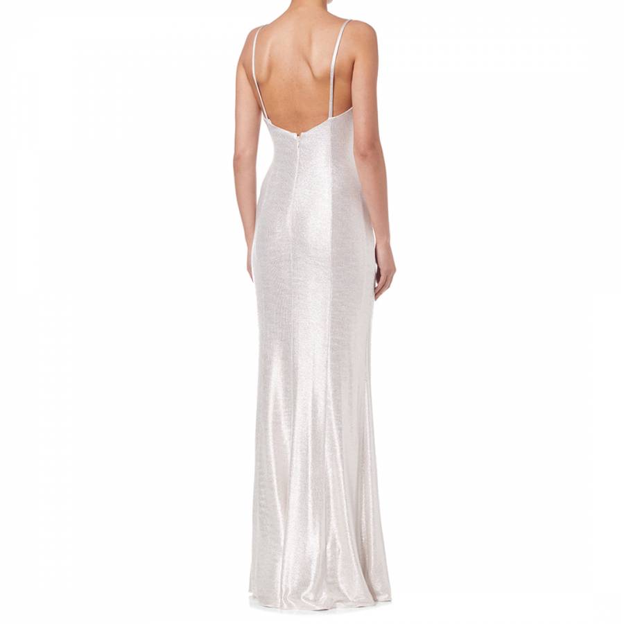 Champagne/Silver Foiled Knit Mermaid Dress - BrandAlley