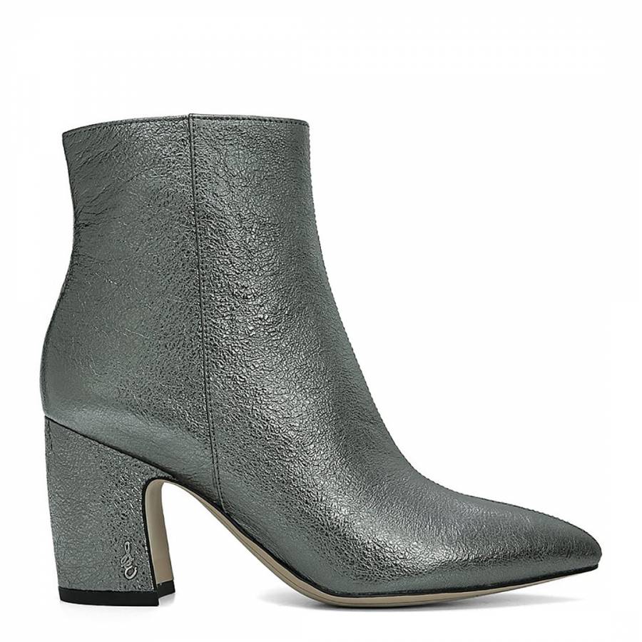 Dark Pewter Leather Hilty Metallic Ankle Boots - BrandAlley