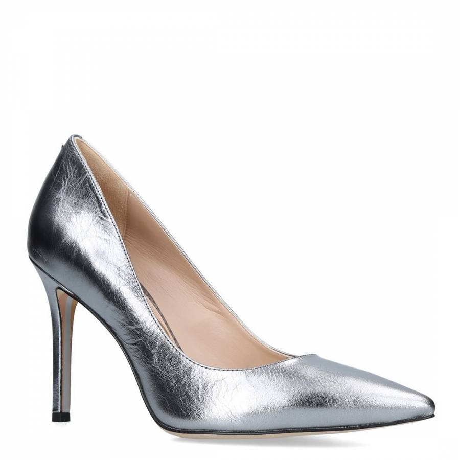 Silver Leather Hazel Metallic Court Shoes - BrandAlley