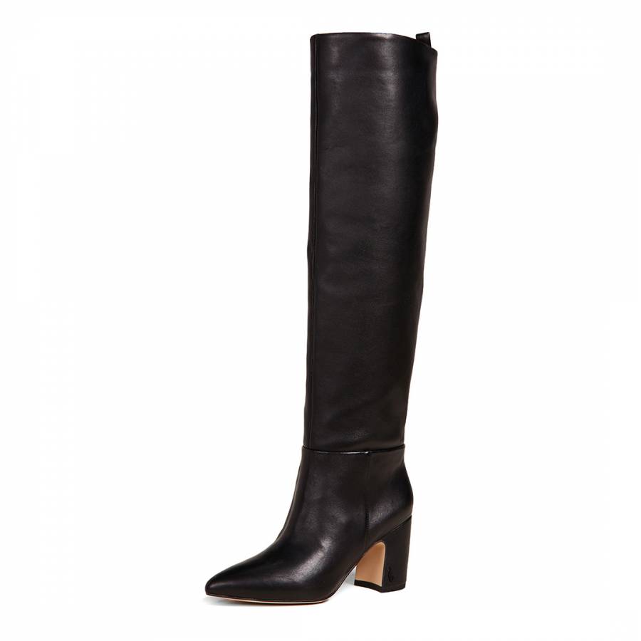 Black Leather Hutton Knee High Boots - BrandAlley