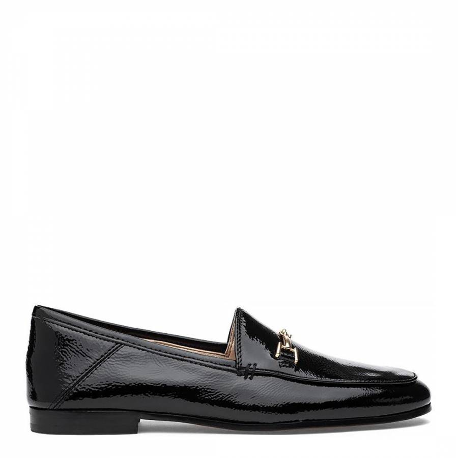 Black Leather Loraine Crinkle Patent Loafers - BrandAlley