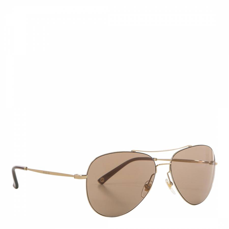 Men's Gold Aviator Gucci Sunglasses 59mm - BrandAlley