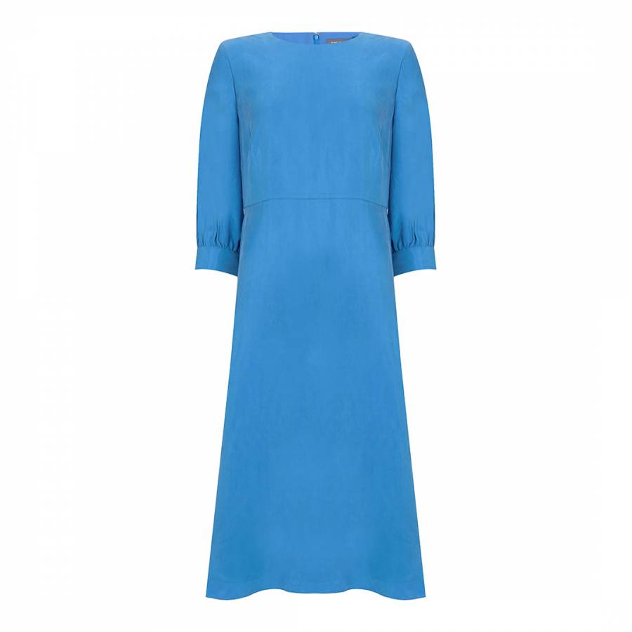 Bright Blue Cupro Midi Dress - BrandAlley