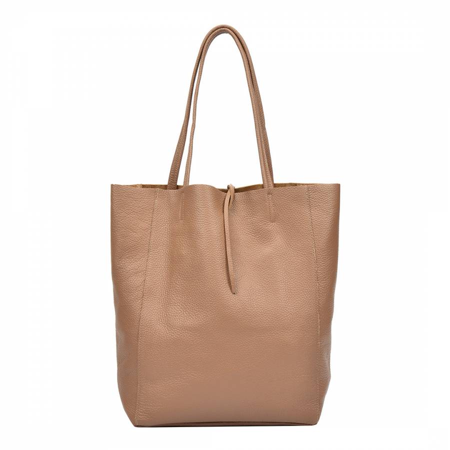 Beige Leather Shopper Bag - BrandAlley
