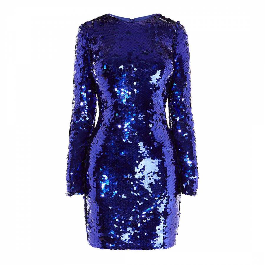 Blue Sequin Shimmer Dress - BrandAlley
