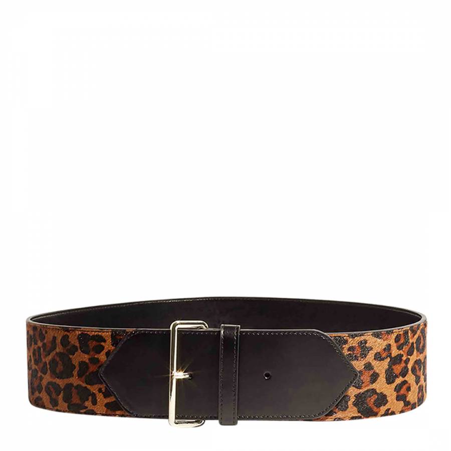 Multi Leopard Leather Waist Belt - BrandAlley
