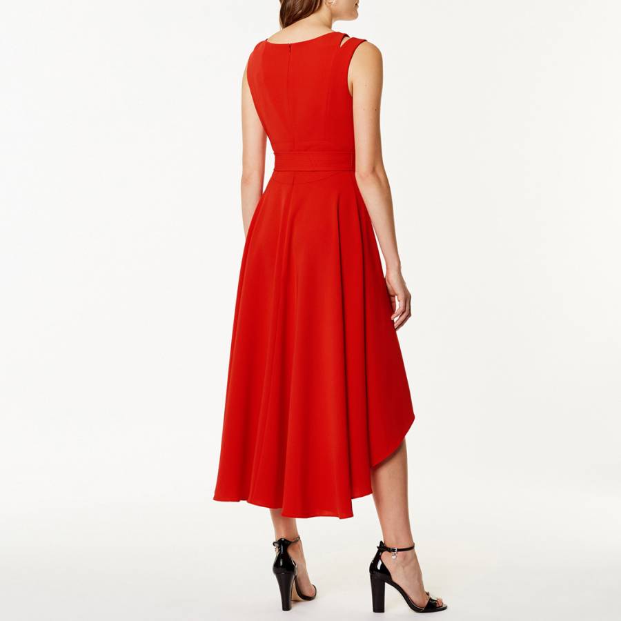 Red Asymmetric Belted Dress - BrandAlley