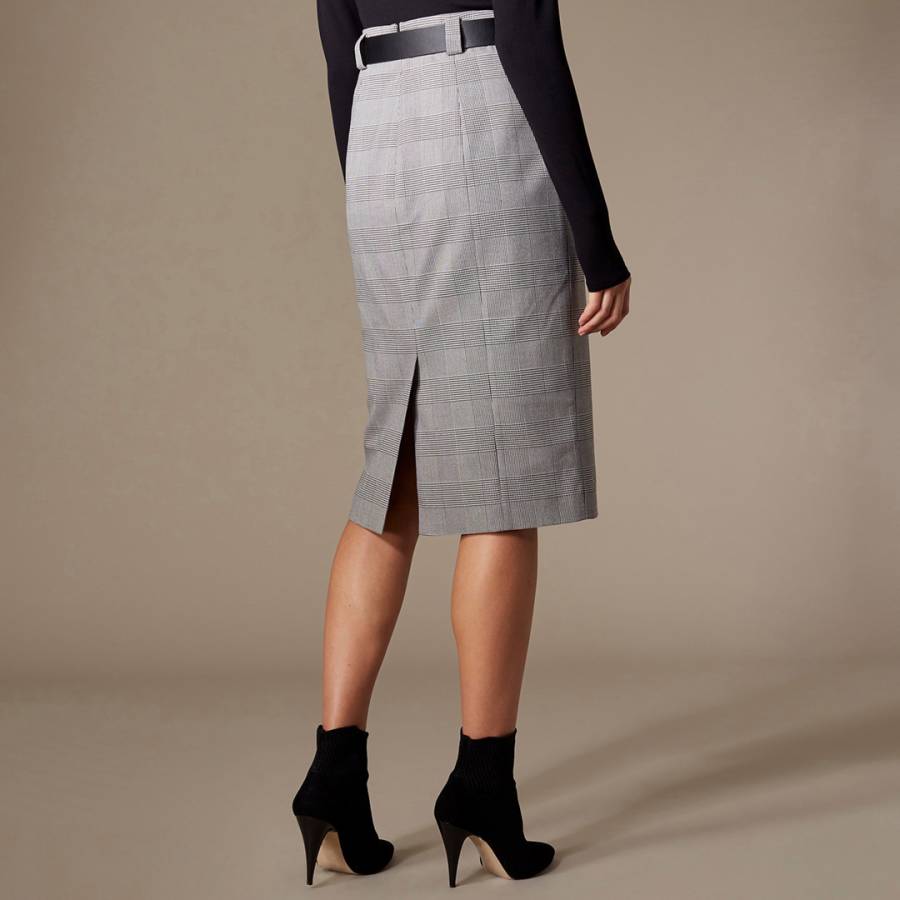 Black/Multi Minimal Checked Pencil Skirt - BrandAlley