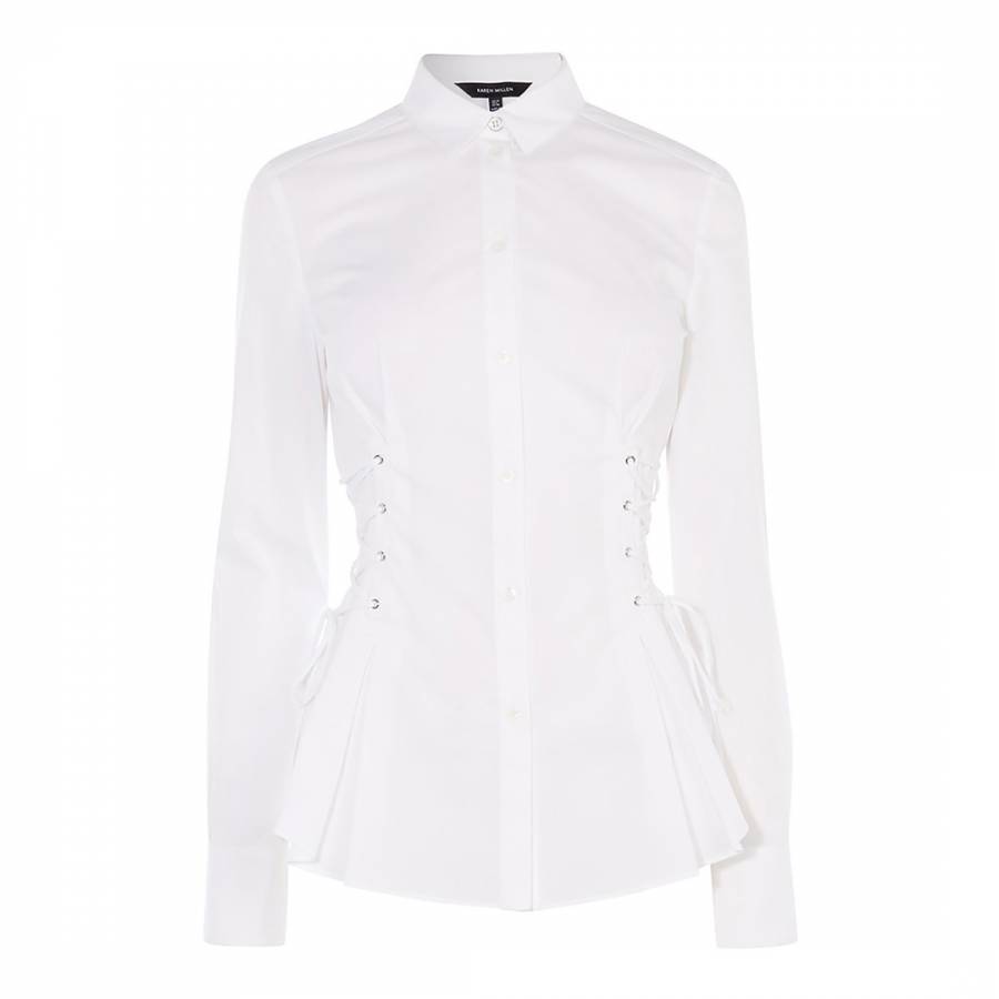 White Corset Cotton Stretch Shirt - BrandAlley