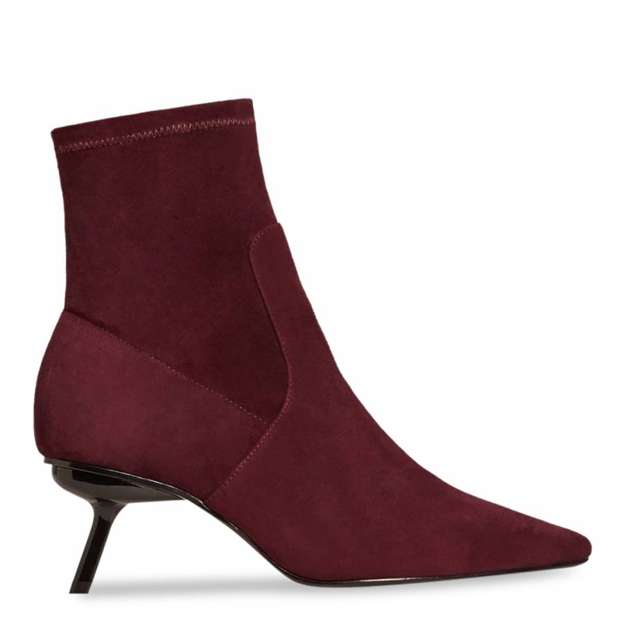 Maroon Suede Pica Sock Ankle Boots - BrandAlley