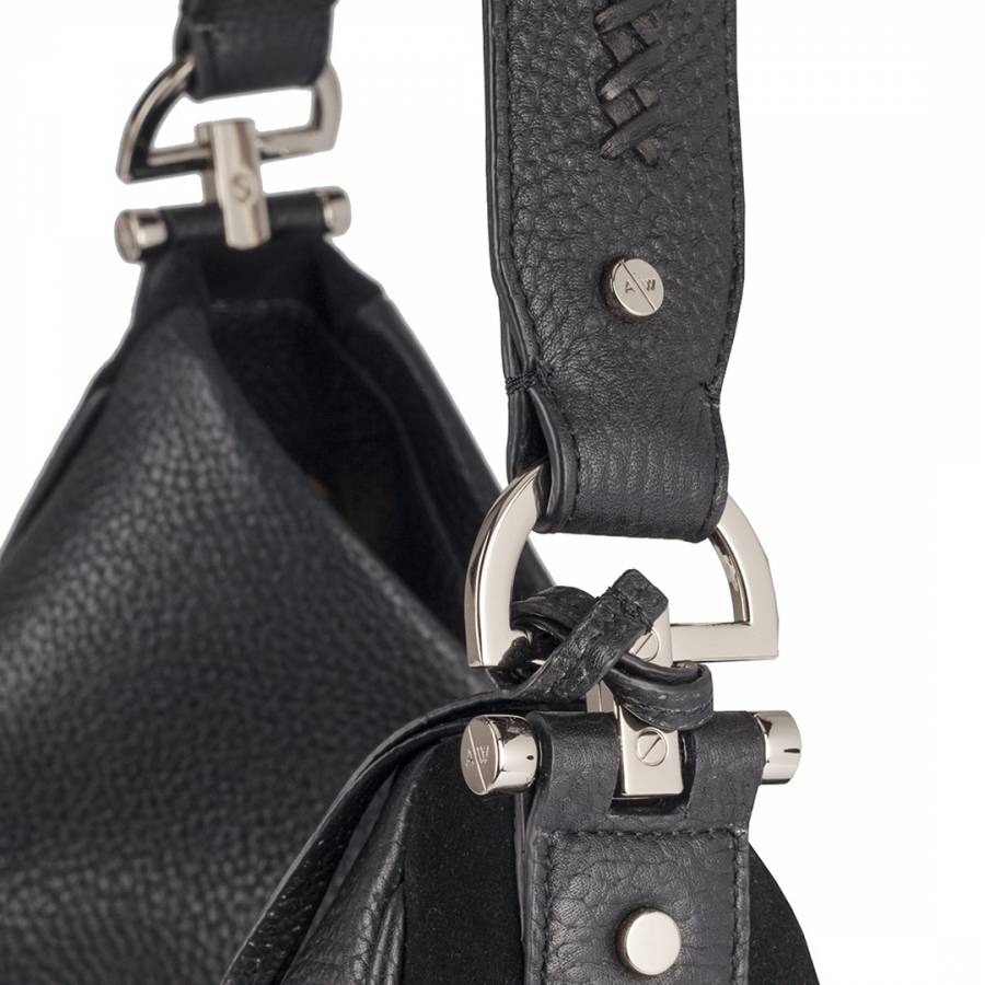 Black Midi Mara Leather Bag - BrandAlley