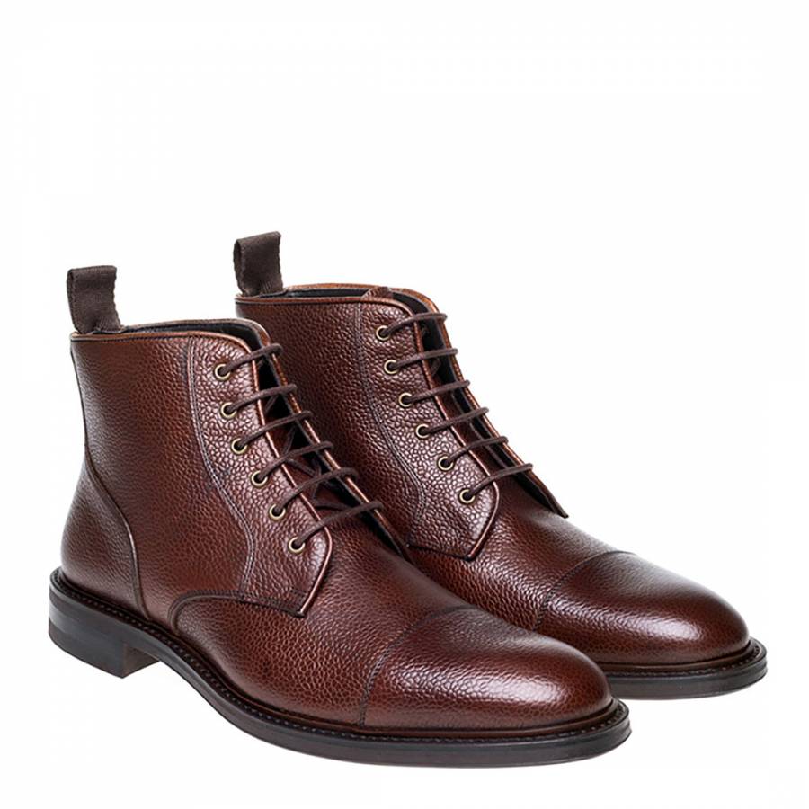 Brown Calf Leather Tay Grain Boots - BrandAlley