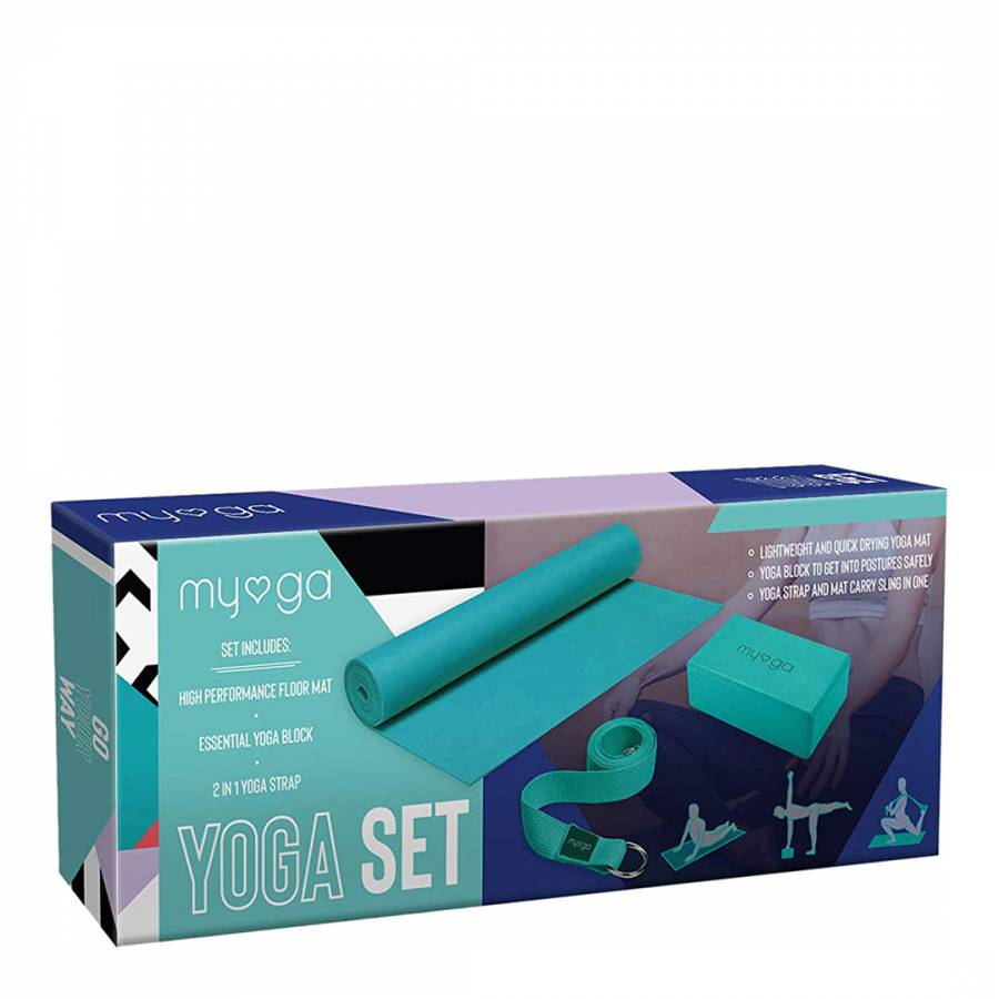 Myga Yoga Set - Yoga Mat, 2 Yoga Blocks and Yoga Strap - Starter