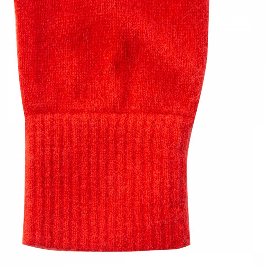 Scarlet Red Ribbed Short Cashmere Gloves - BrandAlley