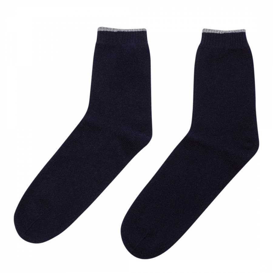 Navy/Grey Marl Cashmere Socks - BrandAlley