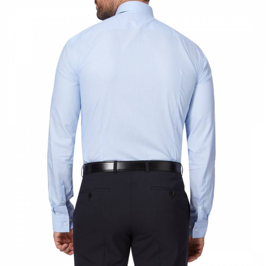 Mid Blue Ismo Slim Cotton Shirt - BrandAlley