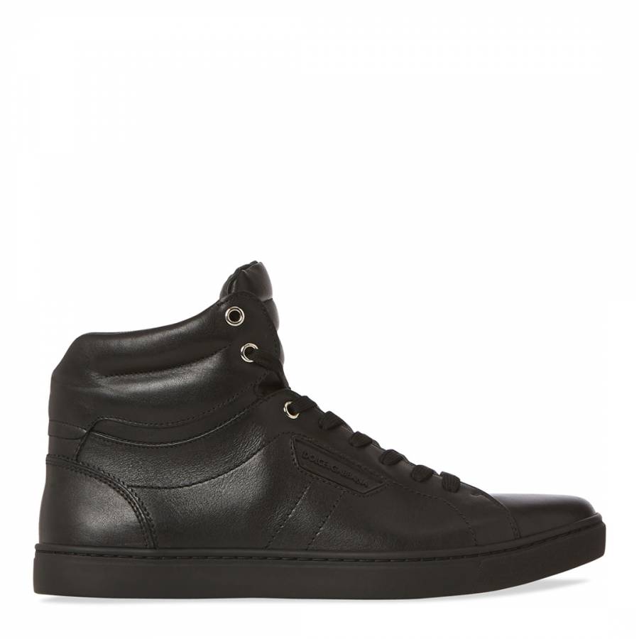 Black Leather Hi-Top Sneakers - BrandAlley