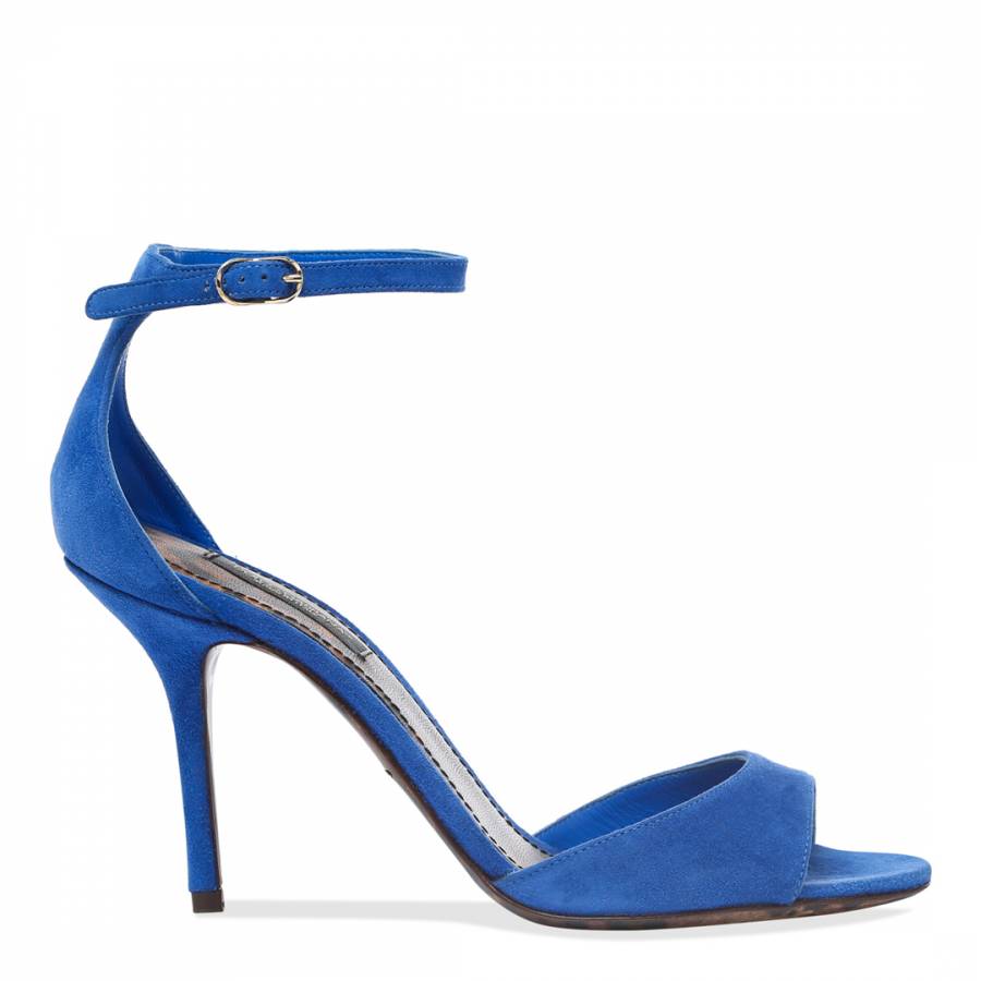 blue suede stiletto heels