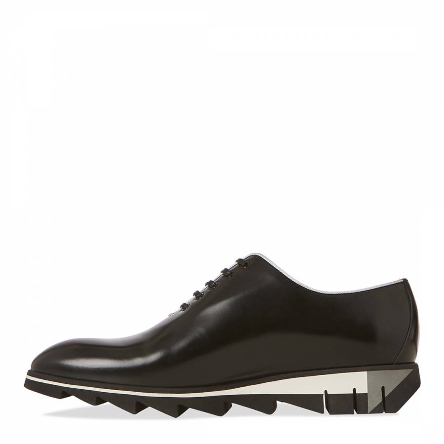 Black Leather Cleated Sole Shoes - BrandAlley
