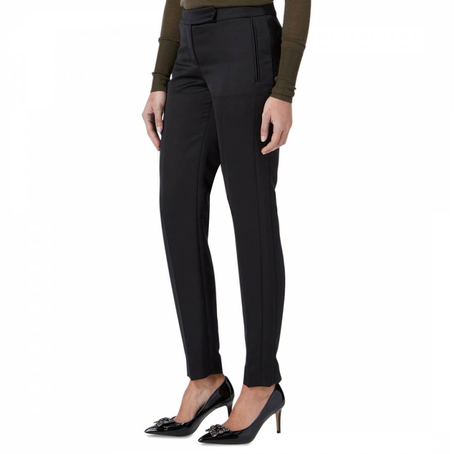 Black Flash Sculpted Satin Back Trousers - BrandAlley