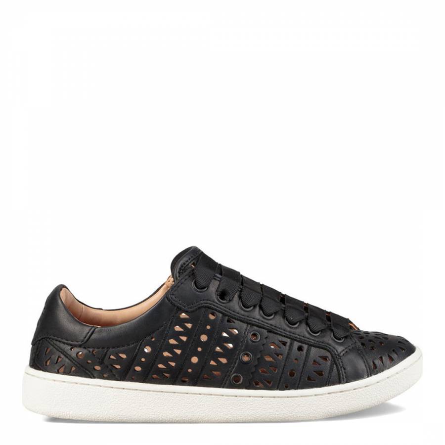Black Leather Milo Perforated Sneakers - BrandAlley