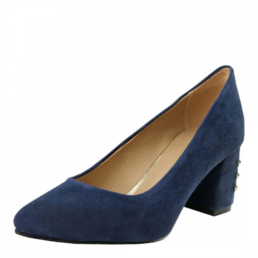 Navy Blue Suede Studded Pumps - BrandAlley