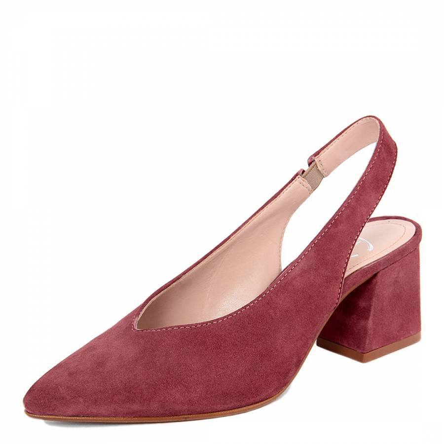 Red Suede Slingback Heeled Shoes - BrandAlley