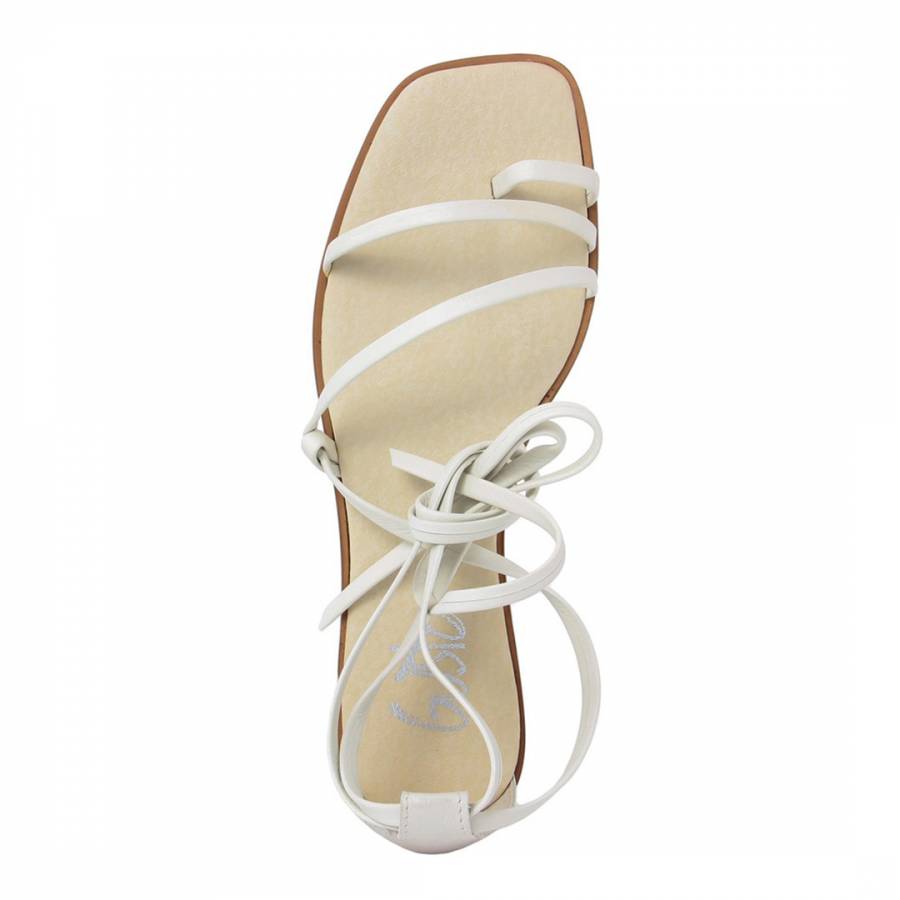 White Leather Tantra Flat Sandals - BrandAlley