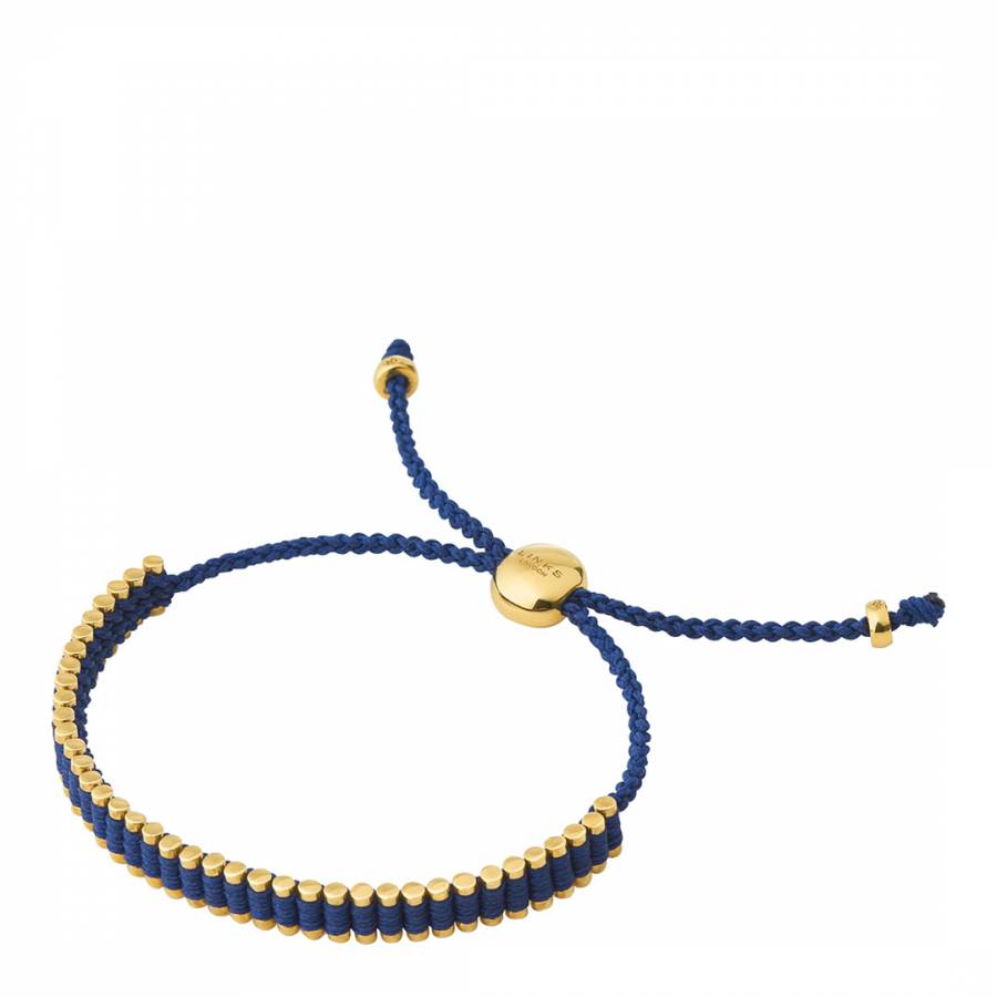 Navy Yellow Gold Vermeil Friendship Mini Bracelet Brandalley