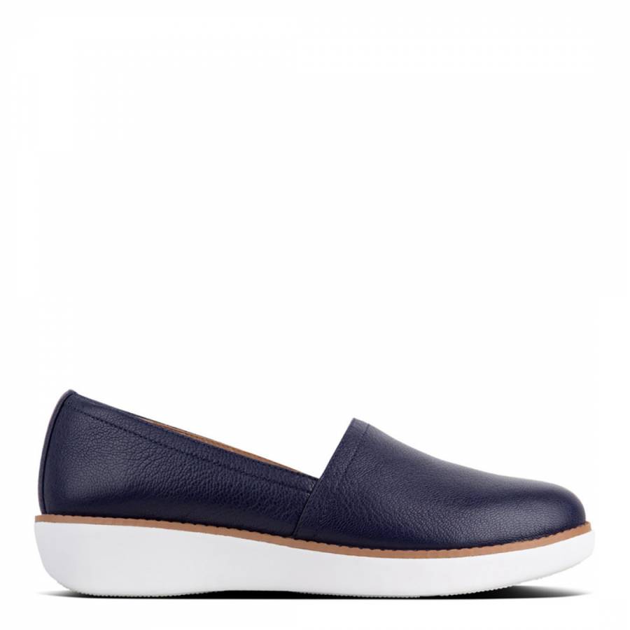 Navy Leather Casa Loafers - BrandAlley