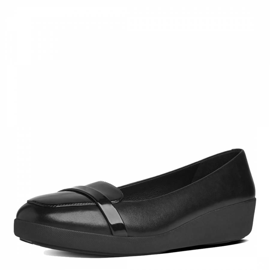 Black Leather F-Pop Loafers - BrandAlley