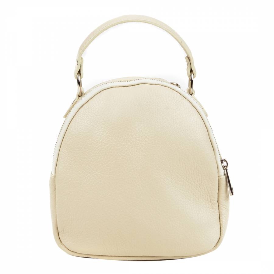 Cream Leather Backpack - BrandAlley