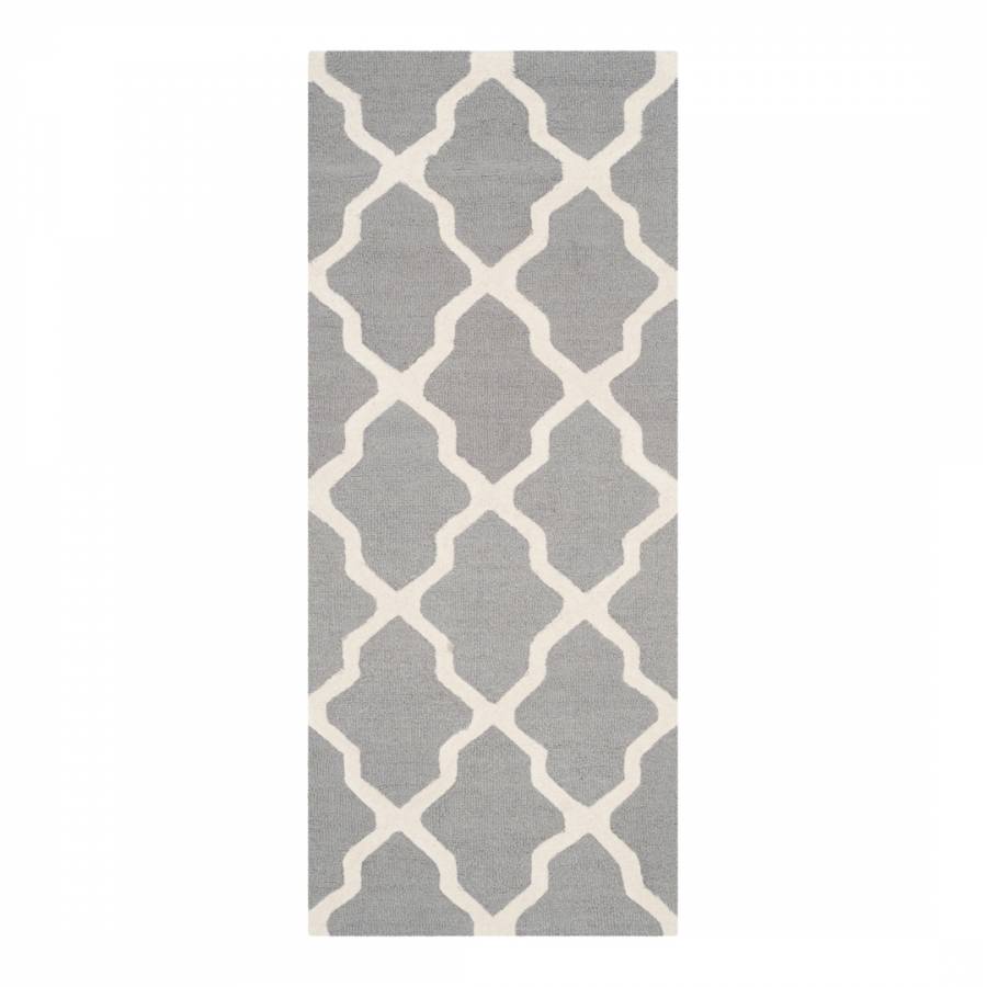 Silver/Ivory Ava Textured Area Rug, 76x182cm - BrandAlley