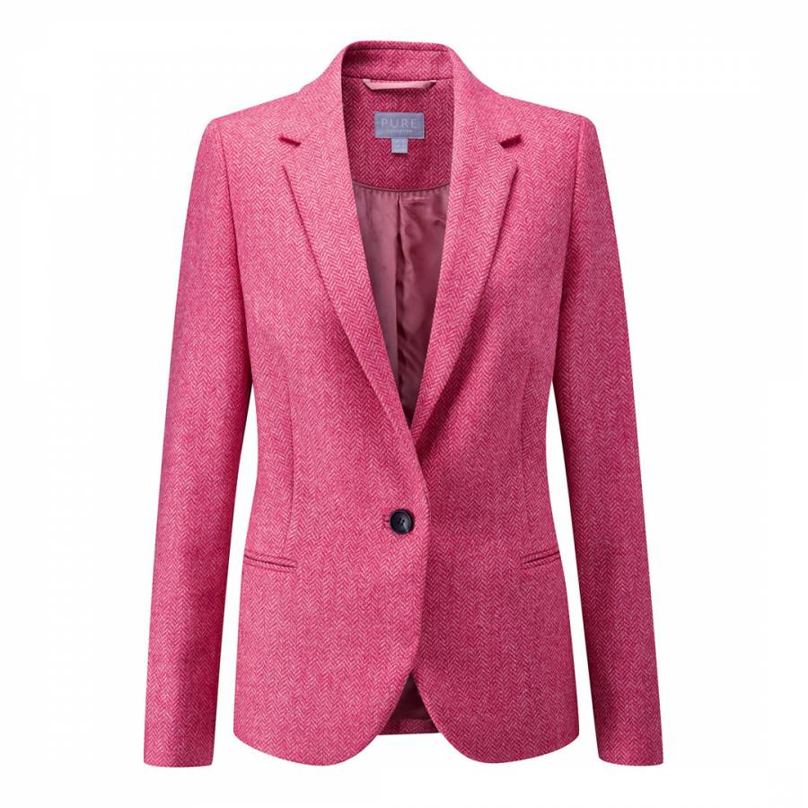 Pink Herringbone Tailored Wool Blazer - BrandAlley