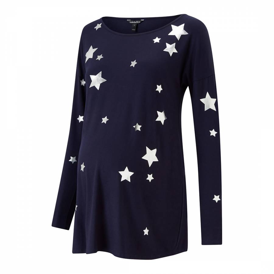 Navy with Silver Stars Rosie Maternity Print Top - BrandAlley