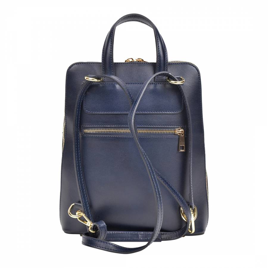 Blue Leather Backpack - BrandAlley