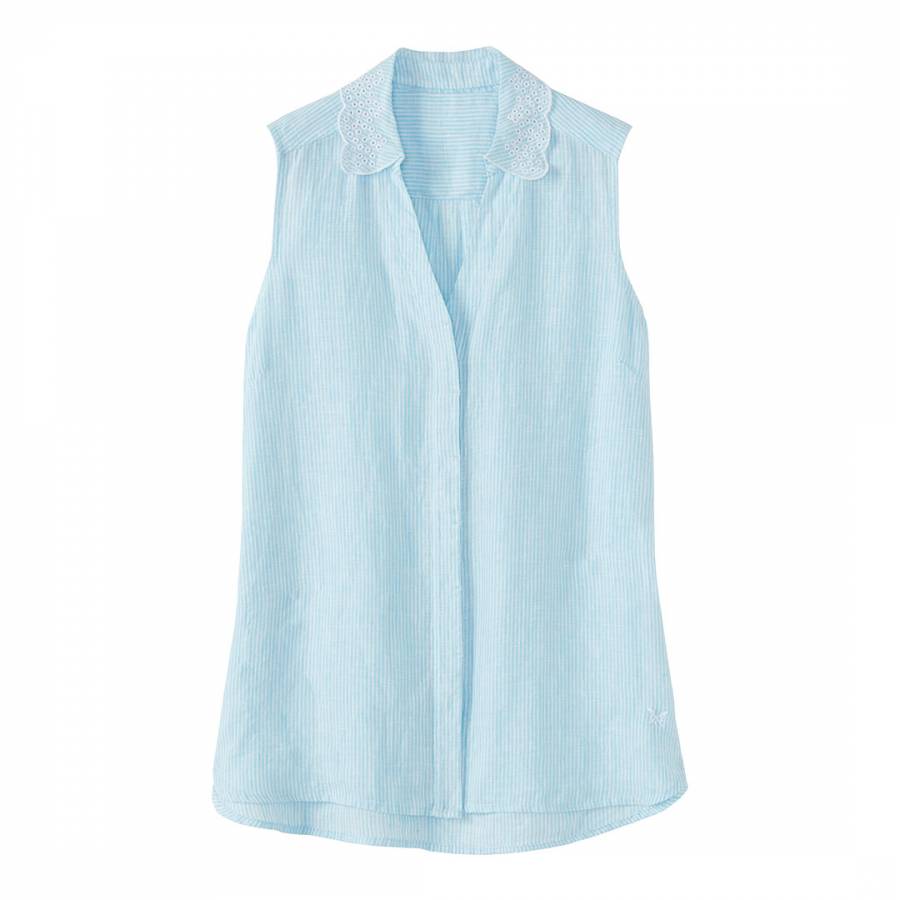 Aqua Blue/White Stripe Malbay Broderie Shirt - BrandAlley