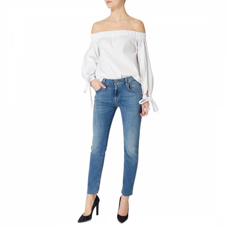 Mid Blue Illusion Stretch Relaxed Skinny Jeans - BrandAlley