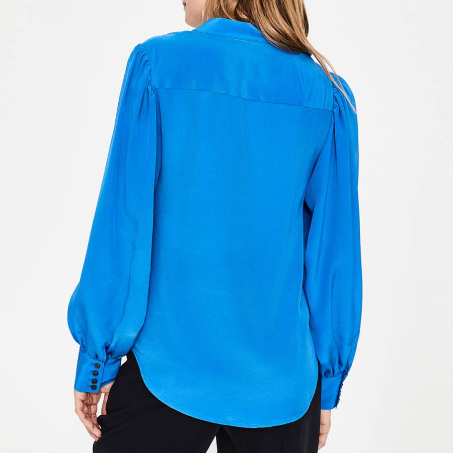 Cyan Blouson Sleeve Silk Shirt - BrandAlley