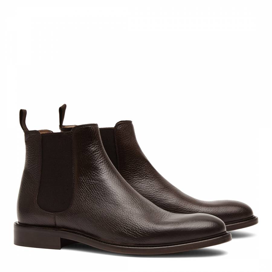 Dark Brown Tenor Leather Chelsea Boots - BrandAlley