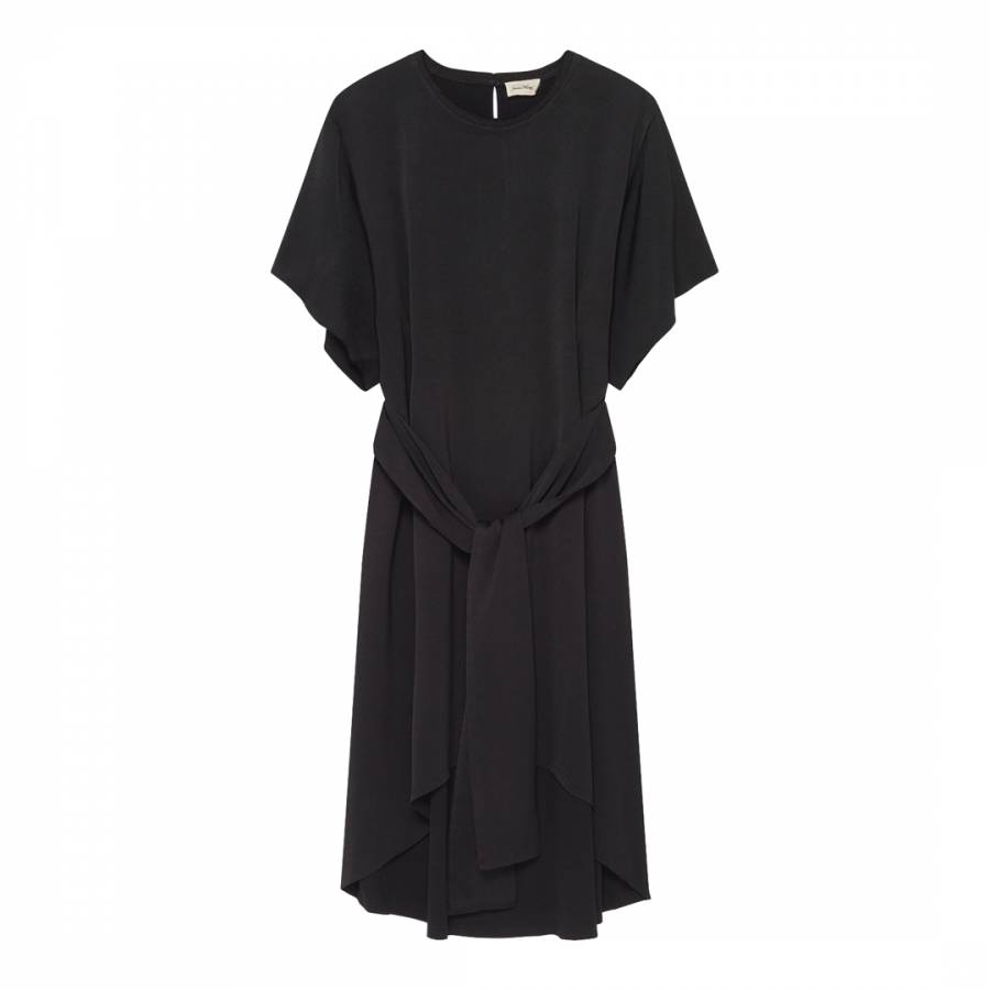 Black Round Collar Short Sleeves Oversized Dress - BrandAlley