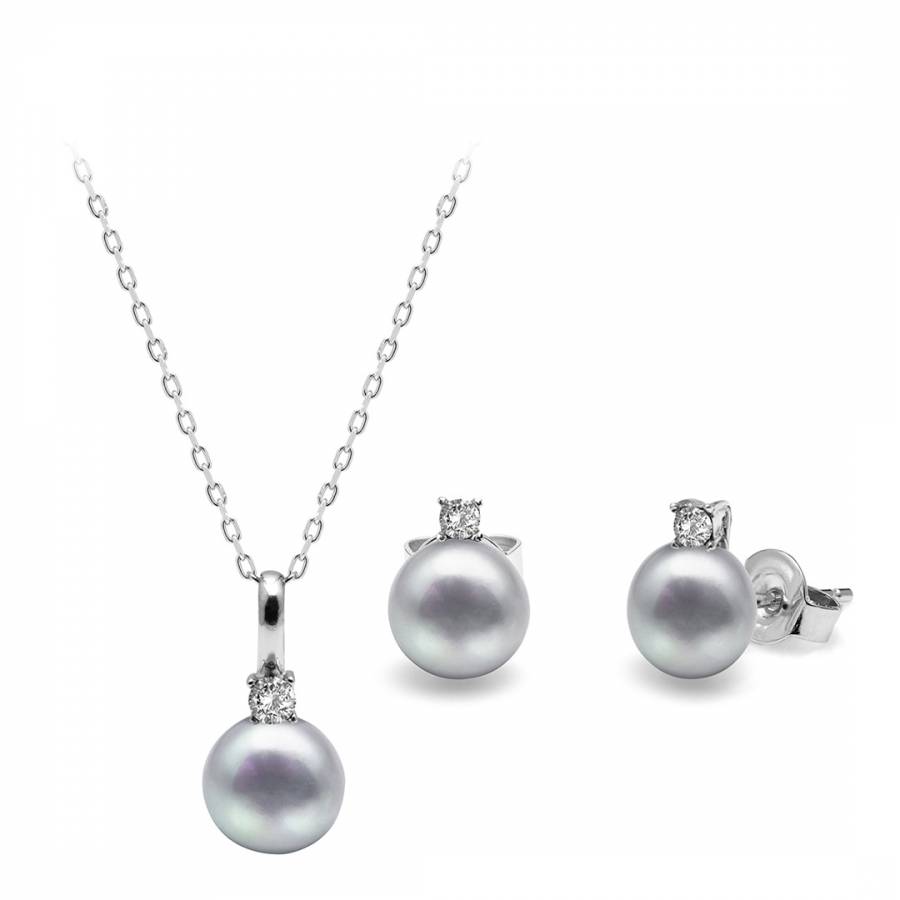 grey pearl necklace and earrings
