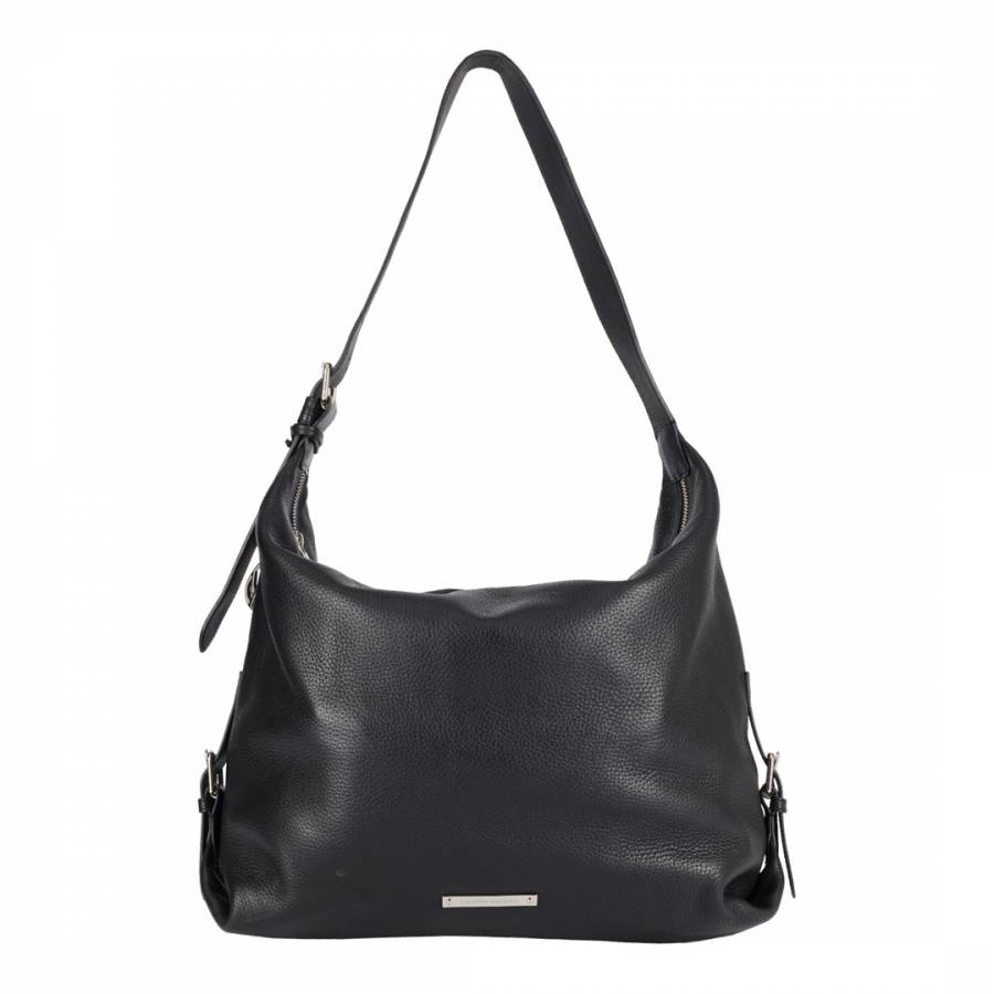 Black/Silver Costner Leather Bag - BrandAlley