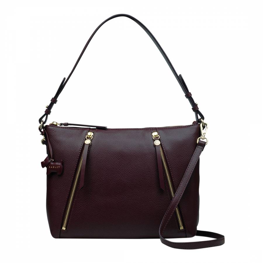 Burgundy Medium Shoulder Ziptop Bag - BrandAlley