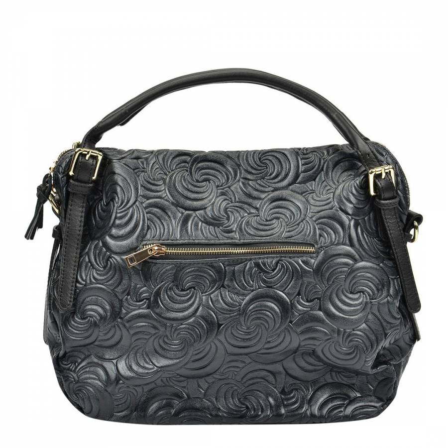 Black Mangotti Swirl Design Top Handle Bag - BrandAlley