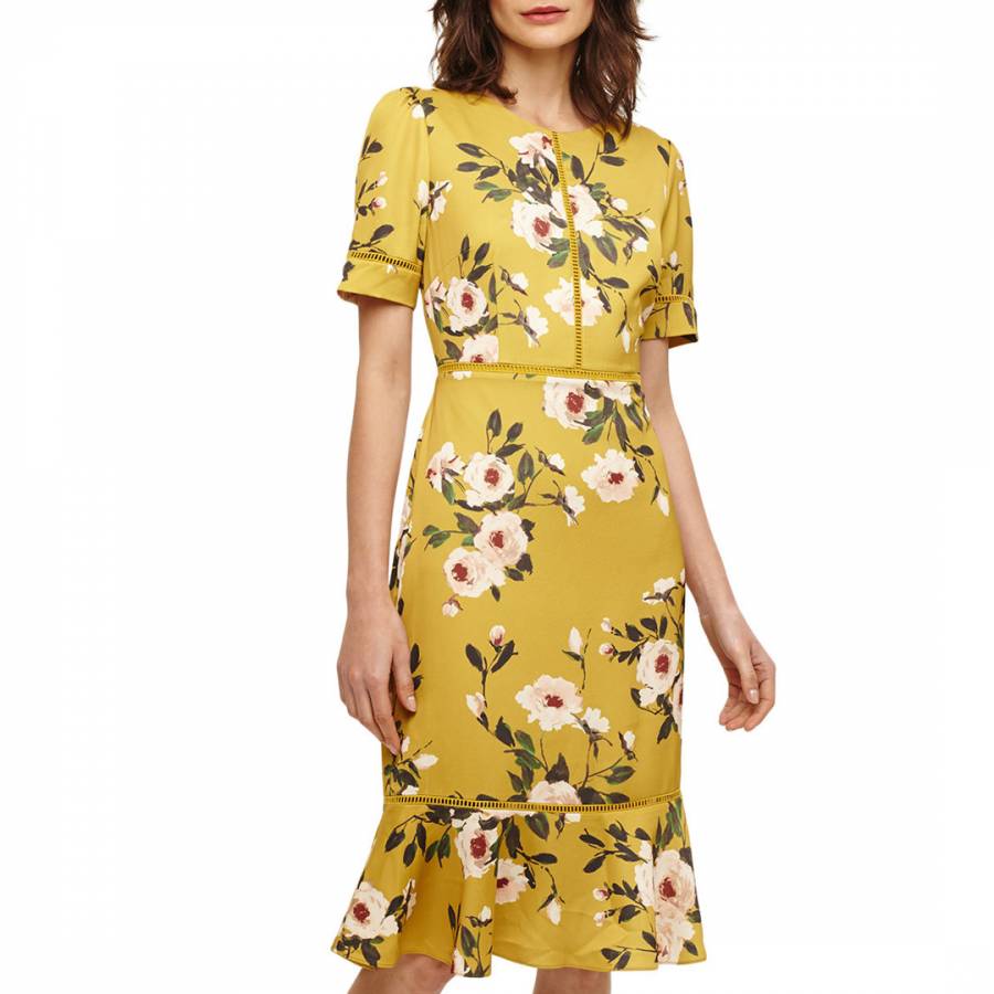 Chartreuse Hilary Floral Dress - BrandAlley