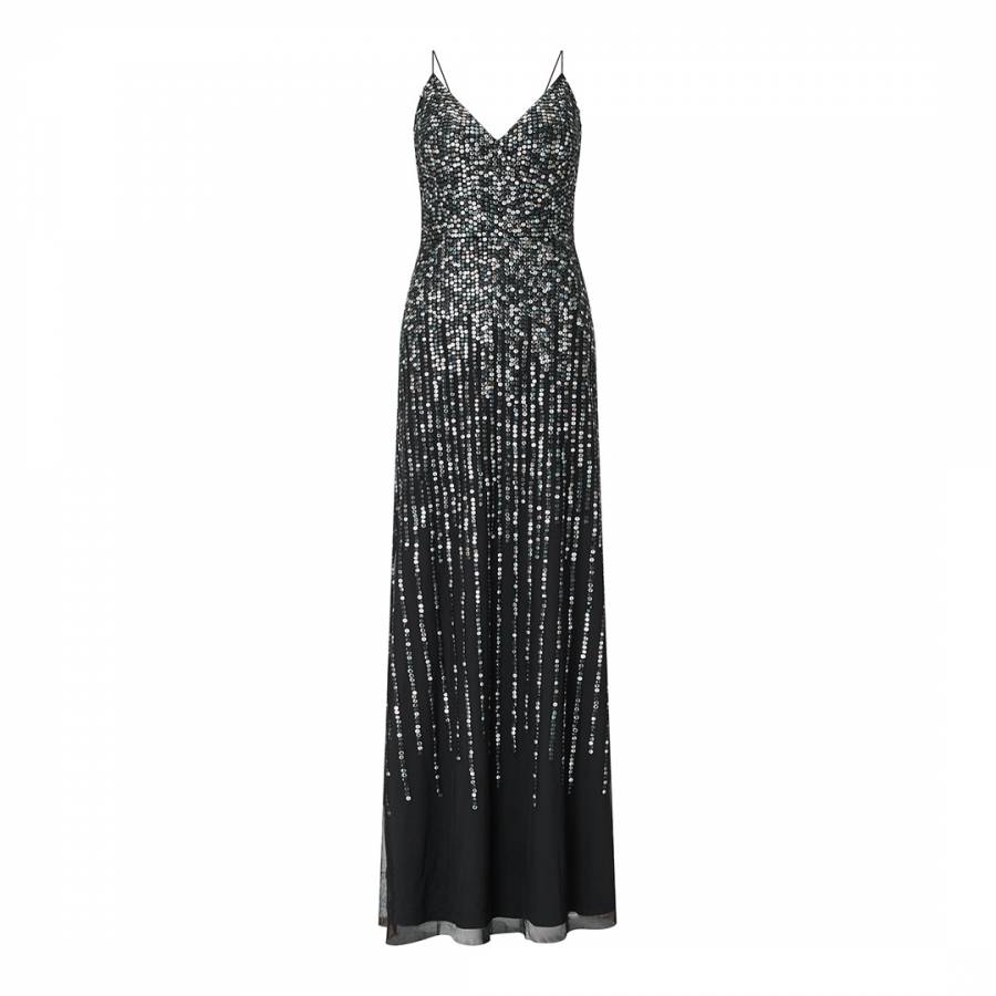 Black Sequined Evening Dress Gown - BrandAlley